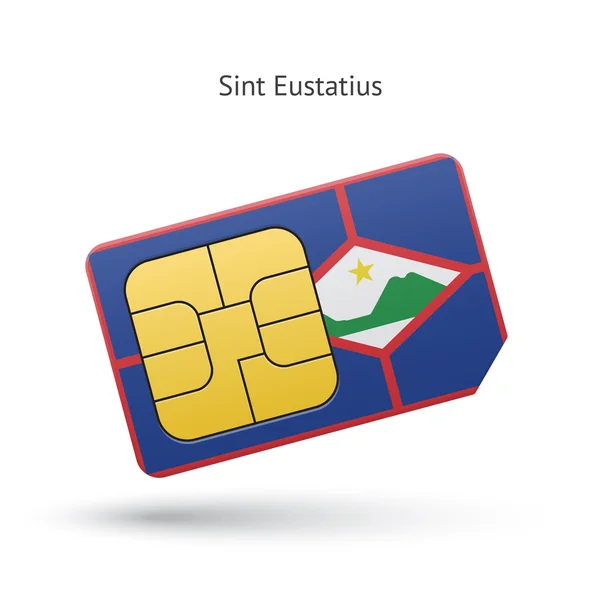 Sint Eustatius cartão SIM do telefone móvel com bandeira . — Vetor de Stock