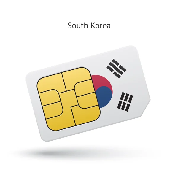 South Korea mobile phone sim card with flag. — Stock Vector