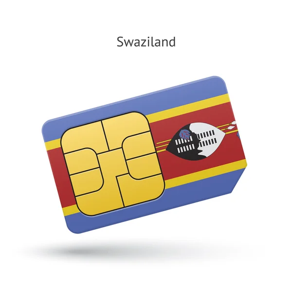 Suazilandia tarjeta SIM de teléfono móvil con bandera . — Vector de stock