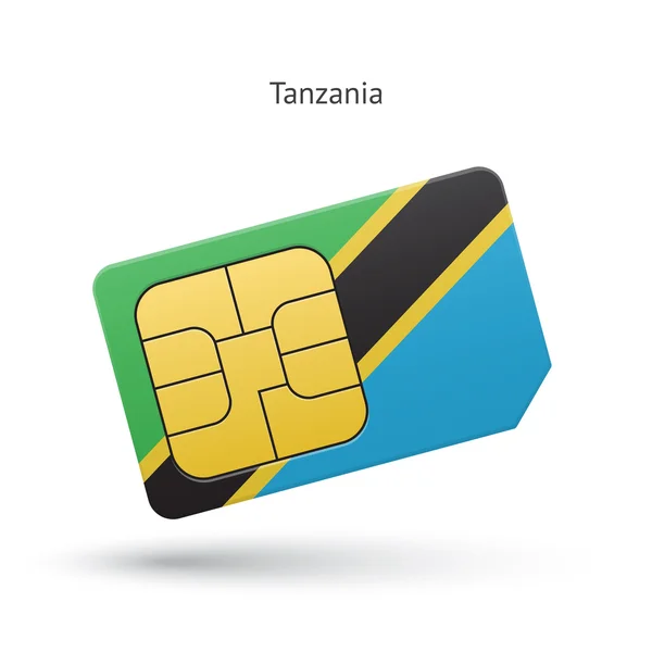 Tanzania mobile phone sim card with flag. — Stock Vector