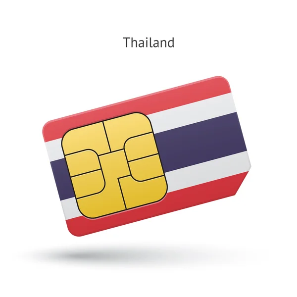 Tailândia cartão SIM do telefone móvel com bandeira . —  Vetores de Stock