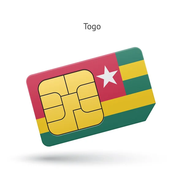 Togo mobiltelefon SIM-kortet med flagga. — Stock vektor