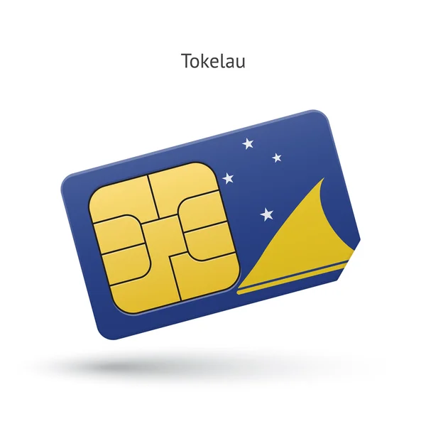 Tokelau tarjeta SIM de teléfono móvil con bandera . — Vector de stock