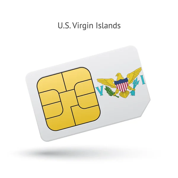 US Virgin Islands tarjeta SIM de teléfono móvil con bandera . — Vector de stock