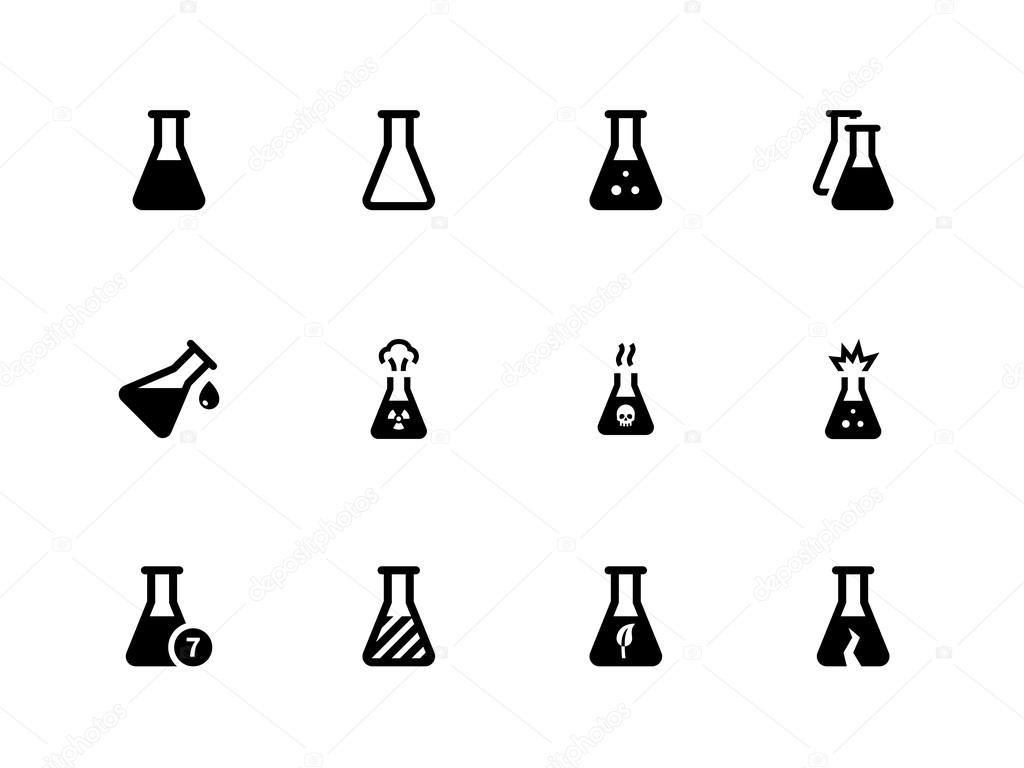 Laboratory flask icons on white background.