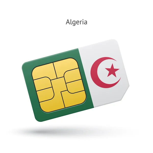 Argélia cartão SIM do telefone móvel com bandeira . — Vetor de Stock