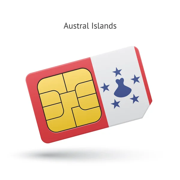 Australöarna mobiltelefon SIM-kortet med flagga. — Stock vektor