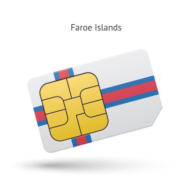 Faroe Adaları cep telefonu SIM kartla birlikte bayrak.