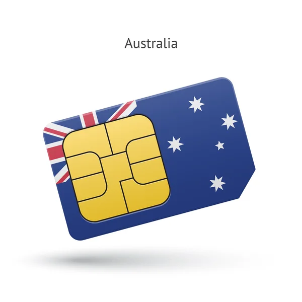 Australie téléphone portable carte SIM avec drapeau . — Image vectorielle