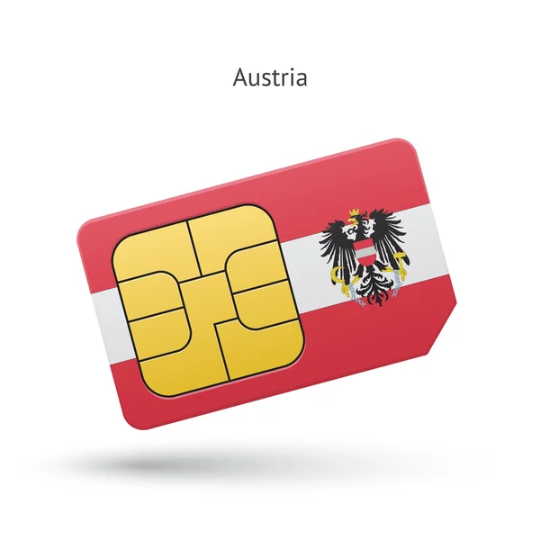 Karty sim telefon komórkowy Austria z flagą. — Wektor stockowy