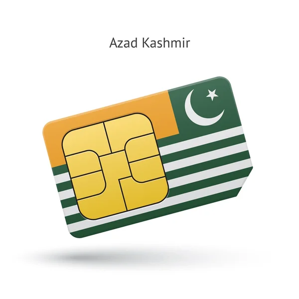 Azad Kaszmir karty sim telefon komórkowy z flagą. — Wektor stockowy