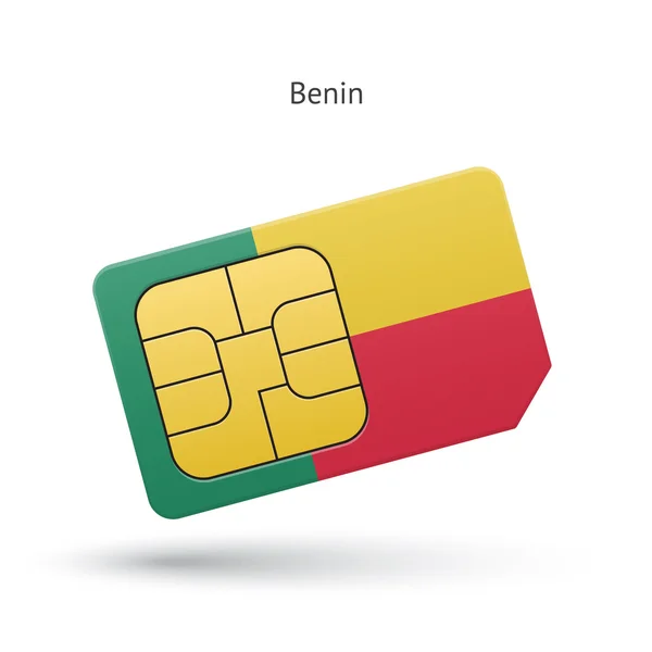 Benin mobile phone sim card with flag. — Stock Vector