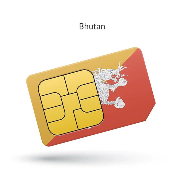 Bhutan mobile phone sim card with flag. — Stock Vector