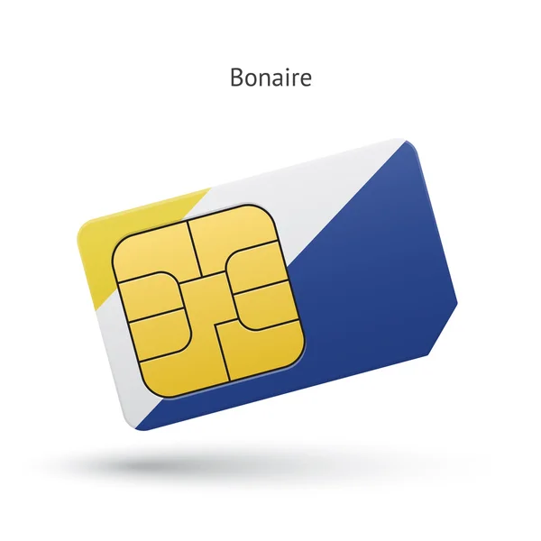 Scheda SIM del telefono cellulare Bonaire con bandiera . — Vettoriale Stock