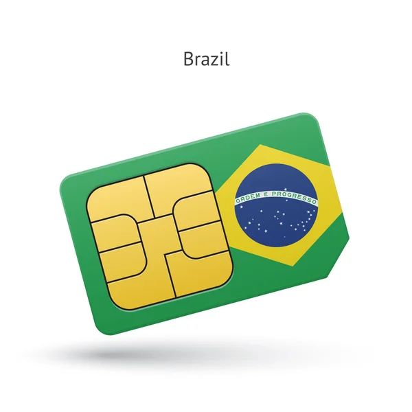 Brasil cartão SIM do telefone móvel com bandeira . — Vetor de Stock