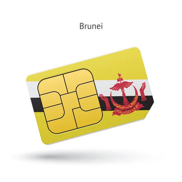 Brunei Handy-Sim-Karte mit Fahne. — Stockvektor