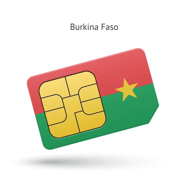 Burkina Faso cartão SIM do telefone móvel com bandeira . — Vetor de Stock