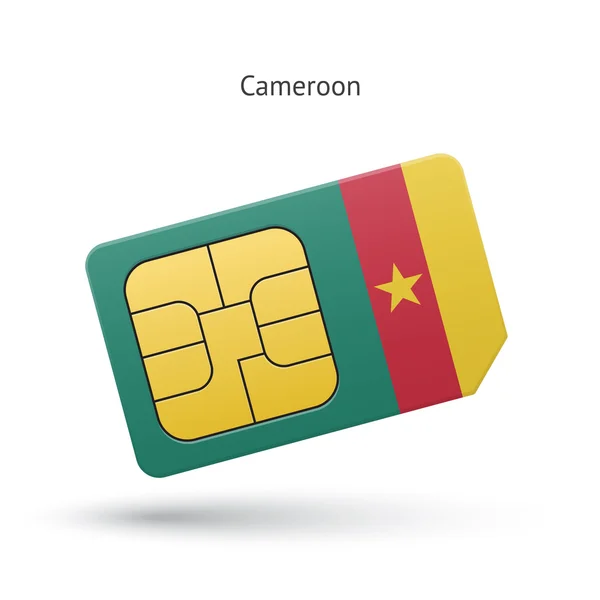 Tarjeta SIM de teléfono móvil Camerún con bandera . — Vector de stock