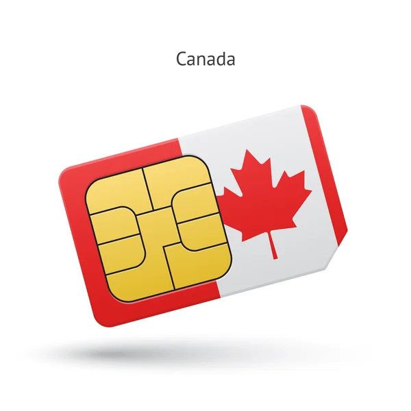 Kanada karty sim telefon komórkowy z flagą. — Wektor stockowy