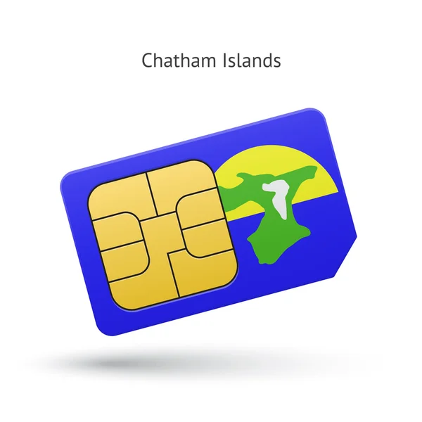 Chathameilanden mobiele telefoon simkaart met vlag. — Stockvector