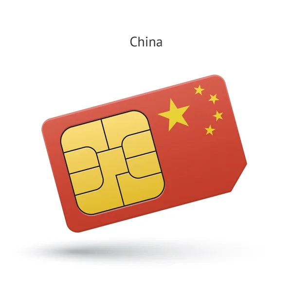 China mobiele telefoon simkaart met vlag. — Stockvector