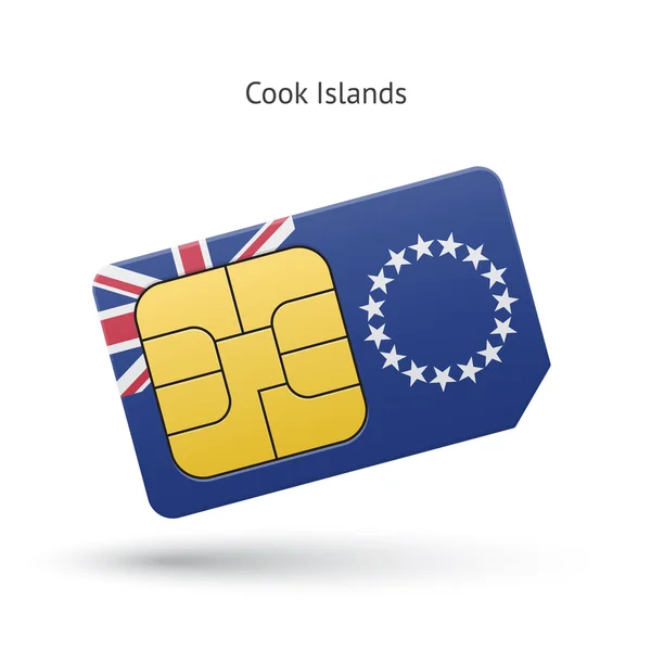 Ilhas Cook cartão SIM do telefone móvel com bandeira . — Vetor de Stock