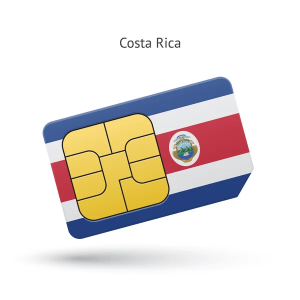Costa Rica scheda SIM del telefono cellulare con bandiera . — Vettoriale Stock