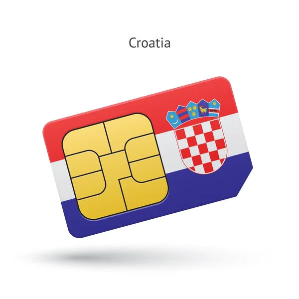 Croatie téléphone portable carte SIM avec drapeau . — Image vectorielle