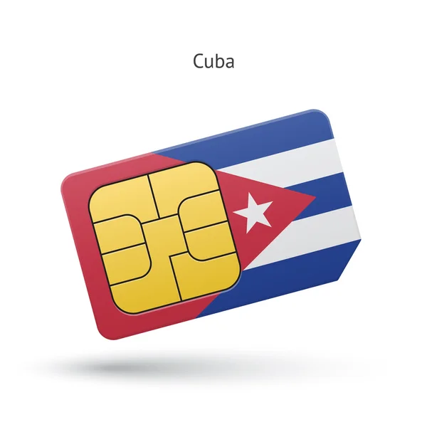 Cuba mobile phone sim card with flag. — Stock Vector