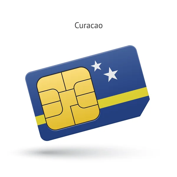 Curaçao Handy-Sim-Karte mit Flagge. — Stockvektor