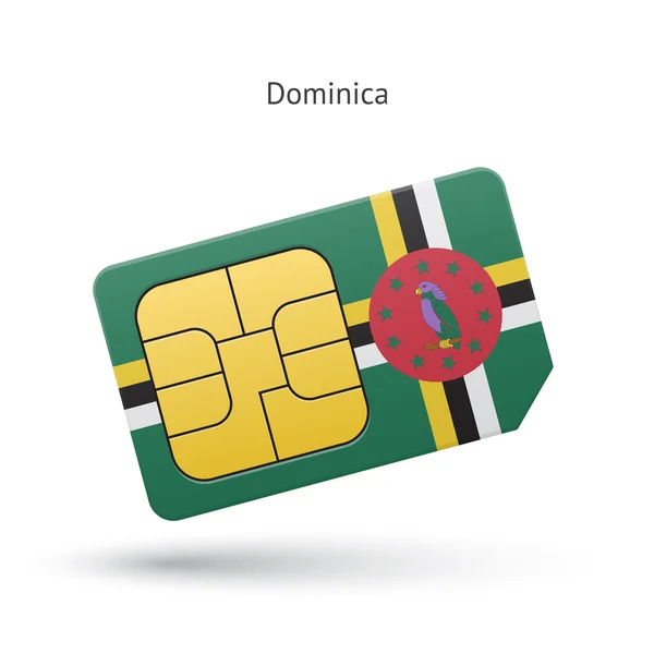 Dominica mobile phone sim card with flag. — Stock Vector