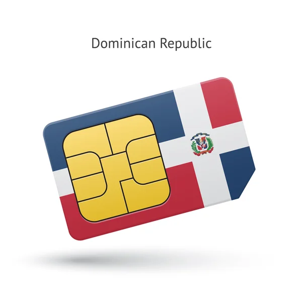 Dominicaanse Republiek mobiele telefoon simkaart met vlag. — Stockvector