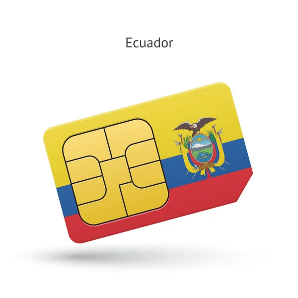 Tarjeta SIM de teléfono móvil Ecuador con bandera . — Vector de stock