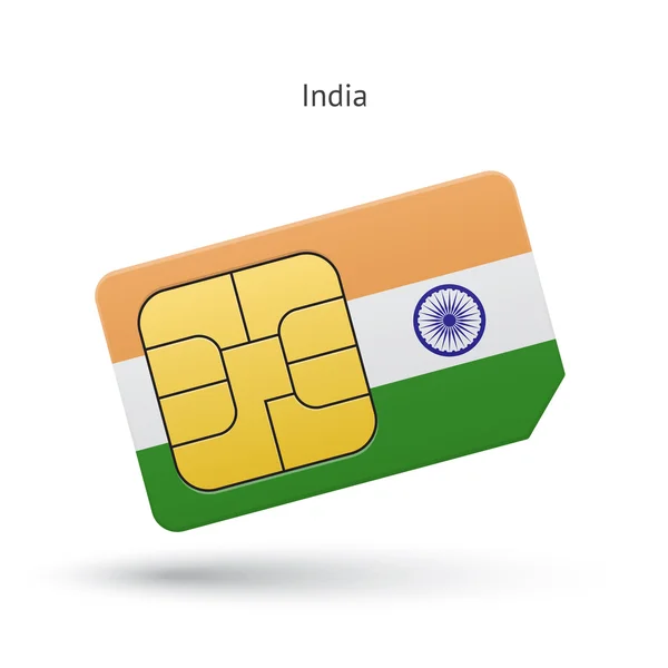 フラグとインドの携帯電話 sim カード. — ストックベクタ