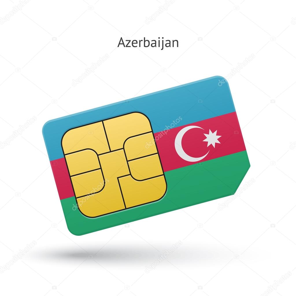 Azerbaijan mobile phone sim card with flag.