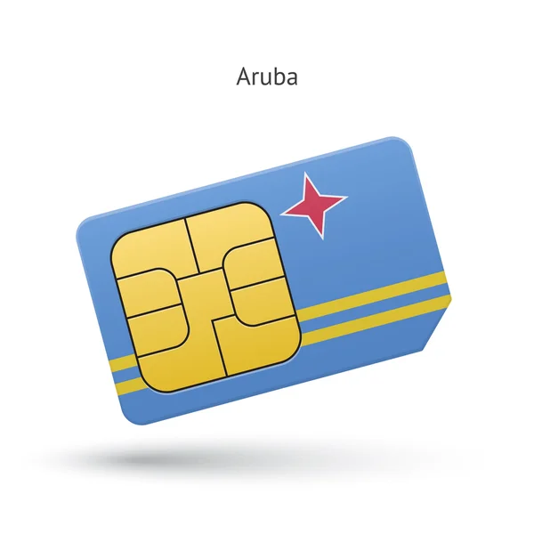 Aruba mobiele telefoon simkaart met vlag. — Stockvector