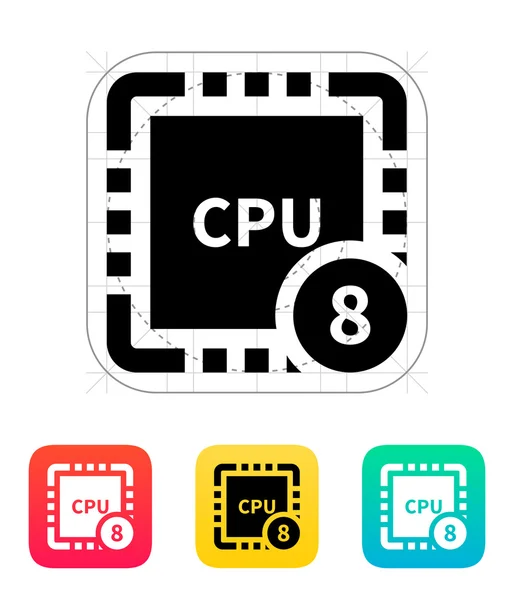 Åtta Core Cpu ikon. Vektor illustration. — Stock vektor