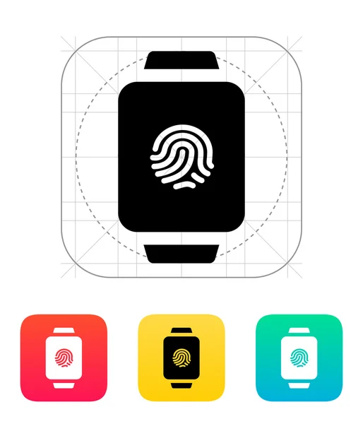Fingerprint on smart watch icon. — Stock Vector