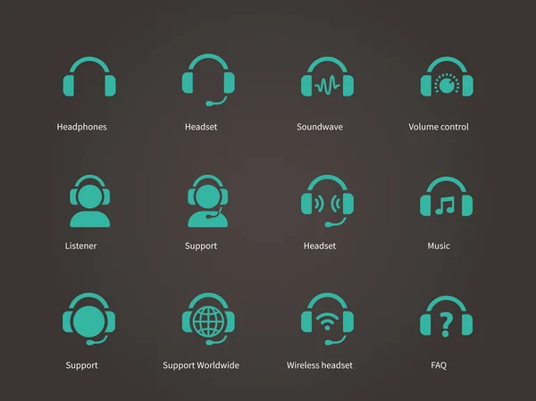 Auriculares e iconos de auriculares . — Vector de stock