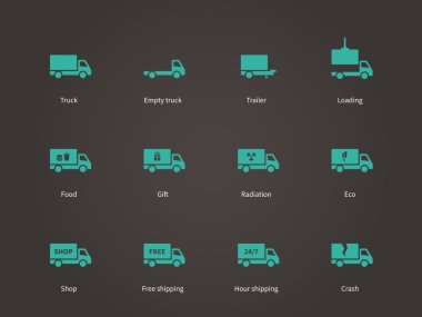 Teslimat ve kargo kamyon Icons set.