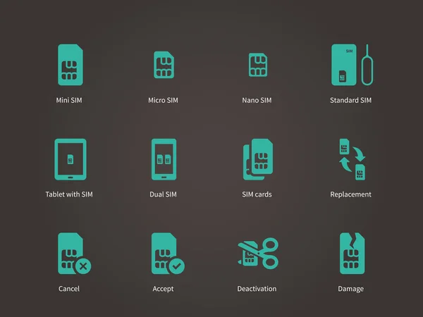 ミニ、マイクロとナノの simcard アイコンの設定. — ストックベクタ