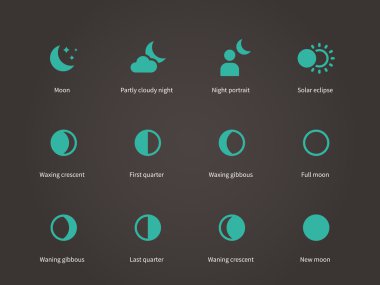 Ay farklı siluetleri Icons set.