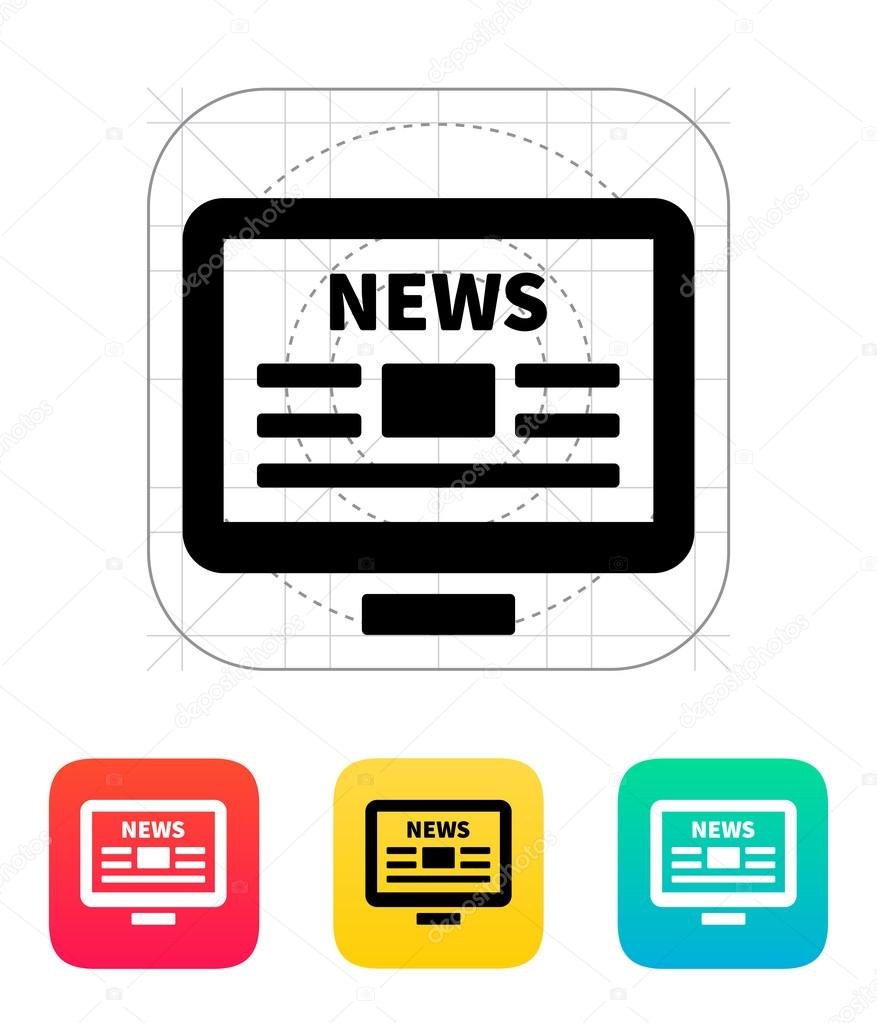 Online news. Desktop PC newspaper icon.