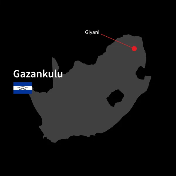 Подробная карта Газанкулу и столицы Гияни с флагом на черном фоне — стоковый вектор