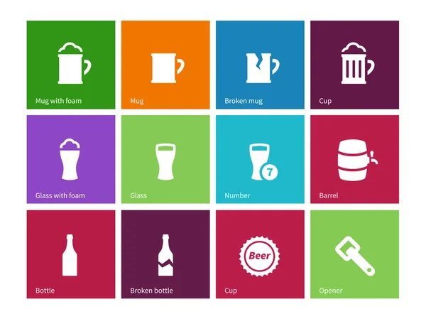 Iconos de cerveza sobre fondo de color . — Vector de stock