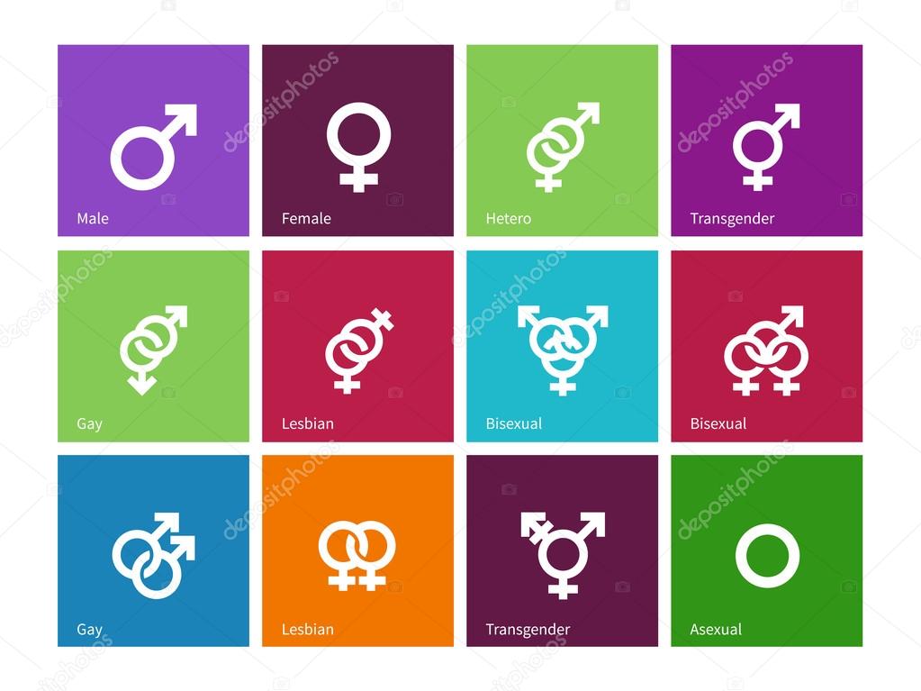 Gender identities icons on color background.