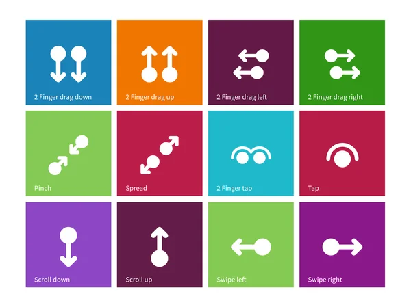 Collection d'icônes de geste d'écran tactile sur fond de couleur . — Image vectorielle