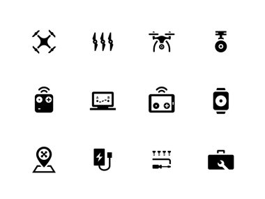 Flying drone icons on white background. clipart