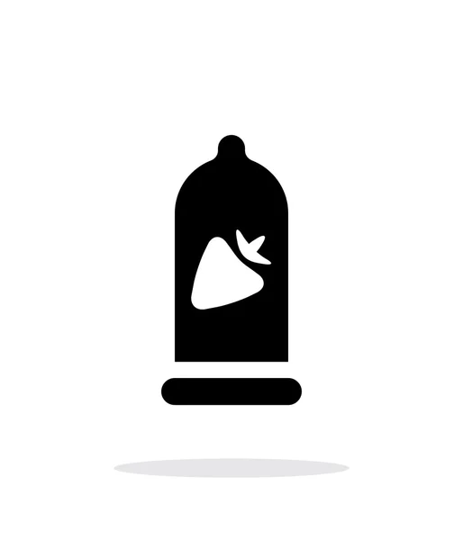 Preservativo con icona aromatizzata alla fragola su sfondo bianco . — Vettoriale Stock