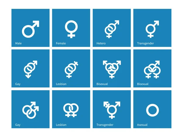 Iconos de orientación sexual sobre fondo azul . — Vector de stock